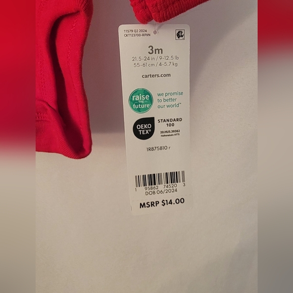 NWT Carters "My First Christmas" Onesie 3 Month Long Sleeve - Picture 9 of 9